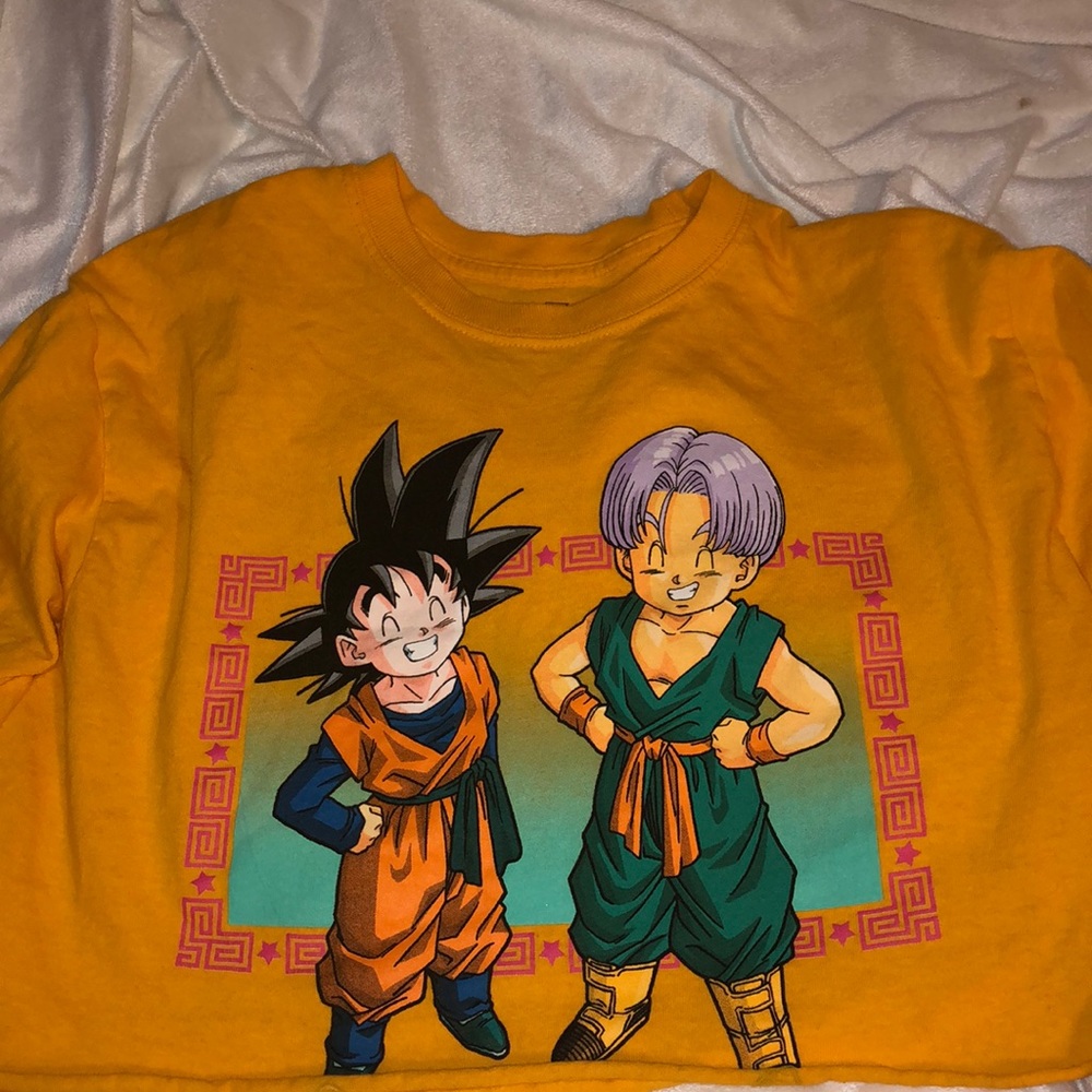 Medium yellow cropped dragon ball z shirt